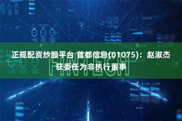 正规配资炒股平台 首都信息(01075)：赵淑杰获委任为非执行董事